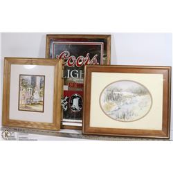LOT OF 3 PICS INCLUDING A COORS LITE MIRROR