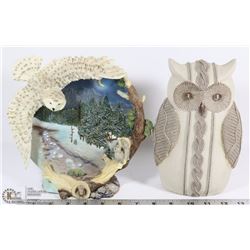 BOX W/ OWL DECOR - ONE SCENIC OWL & ONE LARGE