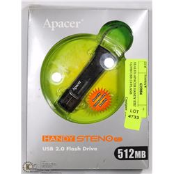 SEALED APACER HANDY STENO 512MB USB 2.0 FLASH