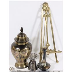 BOX OF BRASS & SILVER ITEMS