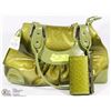 Image 1 : GREEN SNAKE SKIN STYLE HAND BAG WITH WALLET