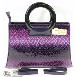 PURPLE SNAKE SKIN STYLE HAND HANDLE HAND BAG