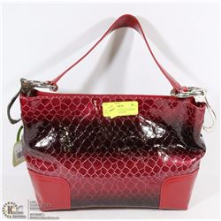 RED SNAKE SKIN STYLE HANDBAG WITH SHOULDER STRAP