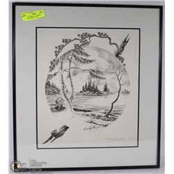 19X21 FRAMED LT ED GREENE FEATHER (1986) #114/500