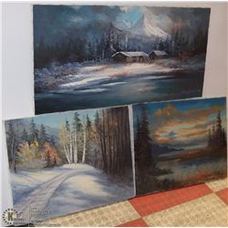 LOT OF 3 CANVAS SCENIC PAINTINGS BY FORSETH