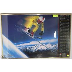 FRAMED 1988 CALGARY OLYMPIC CALANDER POSTER