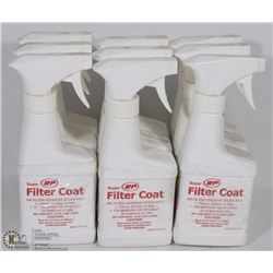 LOT OF 9 BOTTLES OF SUPER FILTER COAT AIR FILTER