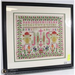FRAMED MATTED NEEDLE POINT