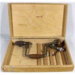 VINTAGE HAND DRILL IN WOOD BOX