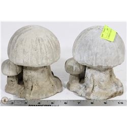 2 CEMENT GARDEN MUSHROOMS