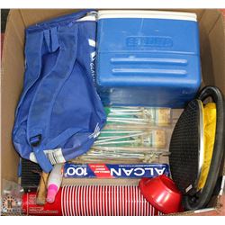 LARGE BOX W/ CAMPING GEAR INCL. 3 PACKS