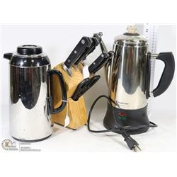 KNIFE BLOCK WITH SET OF KNIVES AND 2 ELECTRIC