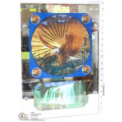 ELECTRIC MIRRORED EAGLE MOTION LIGHTED CLOCK