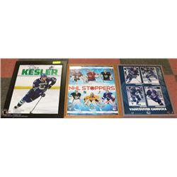 LOT OF 3 FRAMED 17 X 22 HOCKEY PICTURES