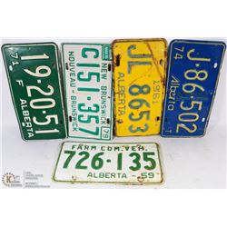 5 OLD LICENSE PLATES - 1959,1961,1971,1974,1979