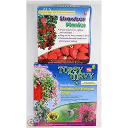 STRAWBERRY PLANTER & TOPSY TURVEY HUMMING BIRD