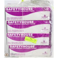 4 BOXES OF SAFETY HOUSE VINLY DISPOSABLE GLOVES
