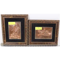 SET OF 2 GAELIC MUSICIAN & DOG ON COPPER  12"X10"