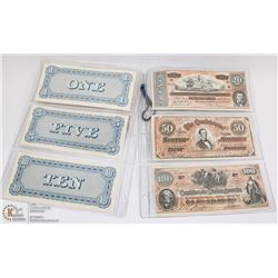 COMPLETE SET OF CONFEDERATE DOLLAR BILL