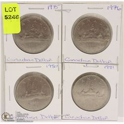 LOT OF 4 CANADIAN $1.00 COINS