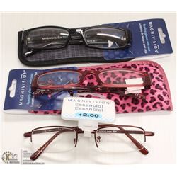 3 PAIRS OF ASST STRENGTH READING GLASSES