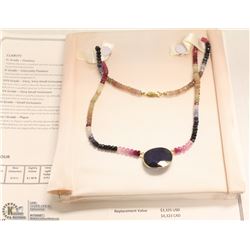 14KT YELLOW GOLDC SAPPHIRE & RUBY NECKLACE