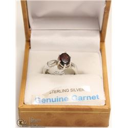 STERLING SILVER GENUINE GARNET RING SIZE 5.25
