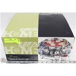 NEW 15PC PUNCH BOWL SET