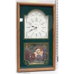 INGRAHAM WALL CLOCK WITH DOGS PICTURE