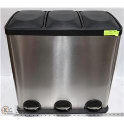 16-GAL. 3 COMPARTMENT STAINLESS STEEL TRASH