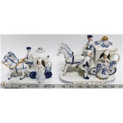 FLAT OF PORCELAIN CARRIAGE FIGURINES