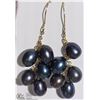 Image 1 : #2-14K YELLOW GOLD  BLUE PEARL CLUSTER EARRINGS