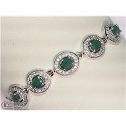 #4-STERLING SILVER EMERALD ADJUSTABLE BRACELET