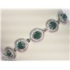 Image 1 : #4-STERLING SILVER EMERALD ADJUSTABLE BRACELET
