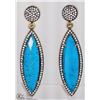 Image 1 : #9-STERLING SILVER GOLD PLATED TURQUOISE EARRINGS