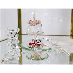 SHELF 1 OF SWAROVSKI CRYSTAL ORNAMENTS