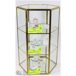 TWO SHELF MIRROR AND GLASS DISPLAY CASE 14" HIGH
