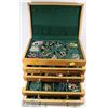 Image 1 : LARGE WOOD JEWELLERY BOX WITH CONTENTS INCL 10K