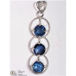 #19-14K W. GOLD SAPPHIRE & DIAMOND HEART PENDANT