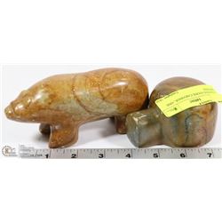 2 NATIVE STONE CARVINGS , ONE SIGNED