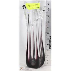 CLEAR AND PURPLE ART GLASS VASE
