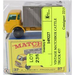 VINTAGE MATCHBOX CATTLE TRUCK #37