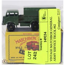 VINTAGE MATCHBOX GENERAL ARMY SERVICE TRUCK #62