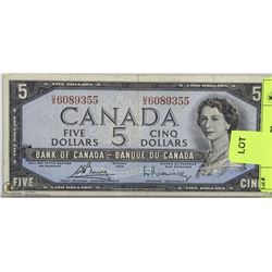 1954 CANADIAN $5 BILL