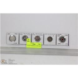 LOT OF 5 CANADIAN 25 CENT COINS