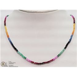#22-GENUINE GEMSTONE NECKLACE W/ 18K W GOLD CLASP