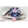 Image 2 : #30-14K WHITE GOLD TANZANITE &  DIAMOND RING