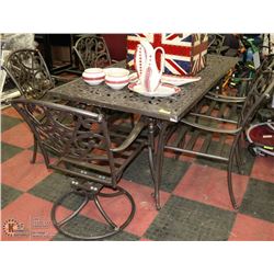 WROUGHT IRON PATIO SET W/ 6 CHAIRS INCL 2 ROCKERS