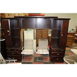 ESPRESSO COLOR WOOD PILLARS & LIGHTED OVERHANG FOR