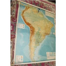 1942 LINEN MAP OF SOUTH AMERICA